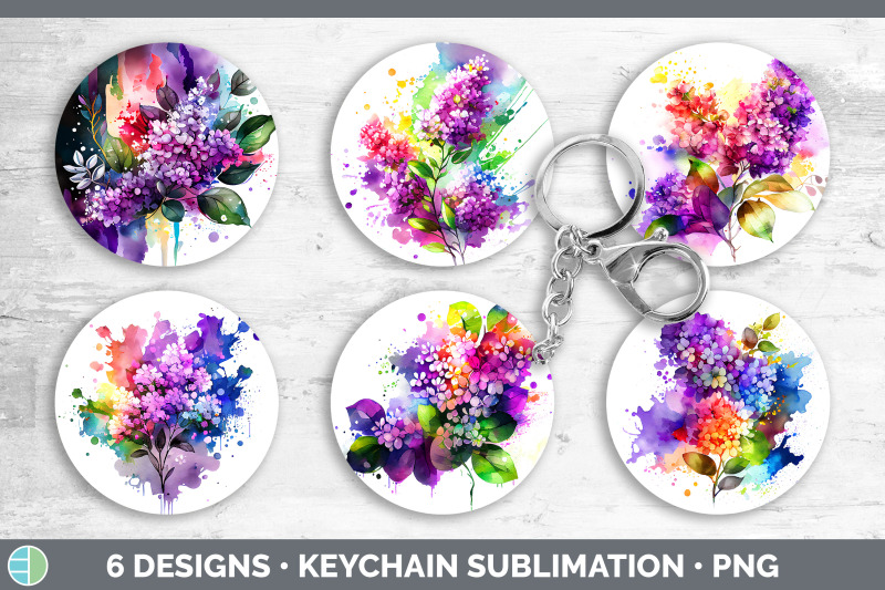 rainbow-lilac-flowers-keychain-sublimation-keyring-designs-bundle