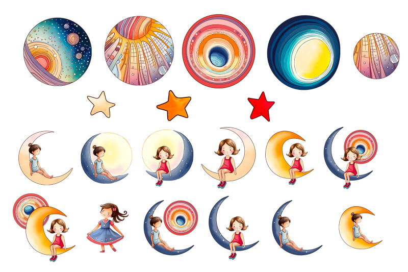 the-girl-and-the-moon-sky-space-clipart