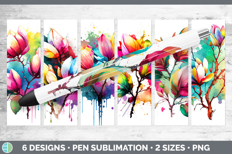 rainbow-magnolia-flowers-pen-wrap-sublimation-epoxy-pen-designs-bund