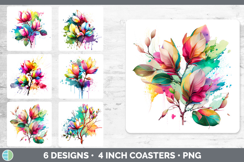 rainbow-magnolia-flowers-square-coaster-sublimation-coaster-designs