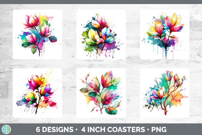 rainbow-magnolia-flowers-square-coaster-sublimation-coaster-designs