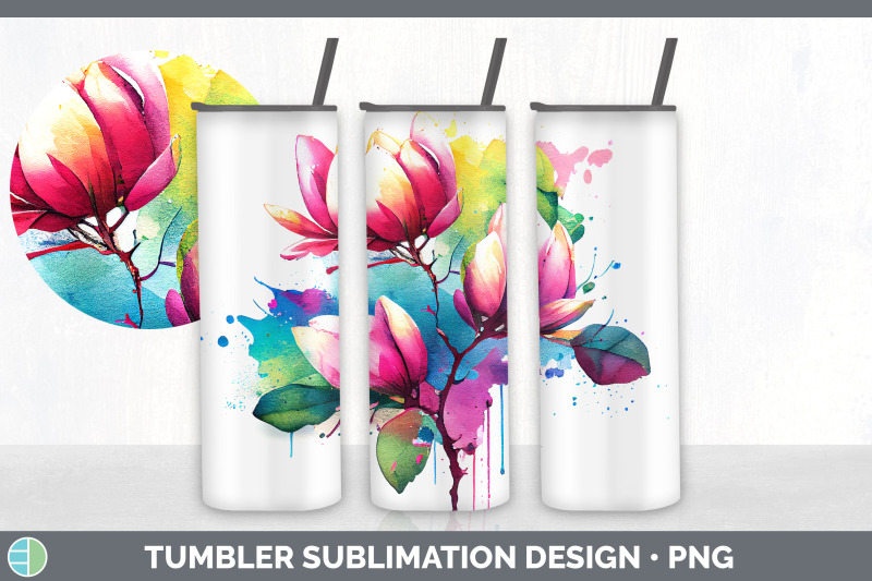 rainbow-magnolia-flowers-tumbler-sublimation-20-oz-skinny-tumbler-de