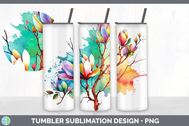 rainbow-magnolia-flowers-tumbler-sublimation-20-oz-skinny-tumbler-de