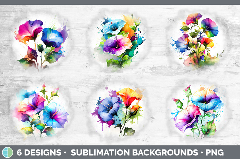 rainbow-morning-glory-flowers-grunge-background-sublimation-distress