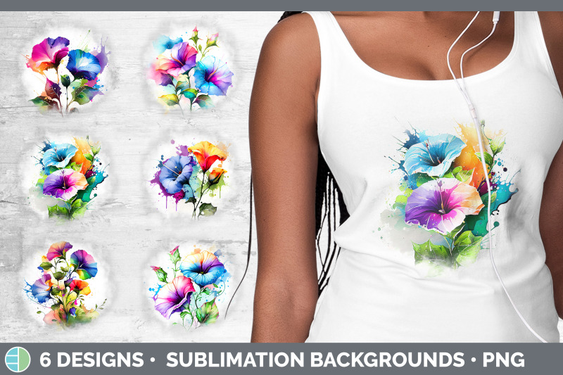 rainbow-morning-glory-flowers-grunge-background-sublimation-distress