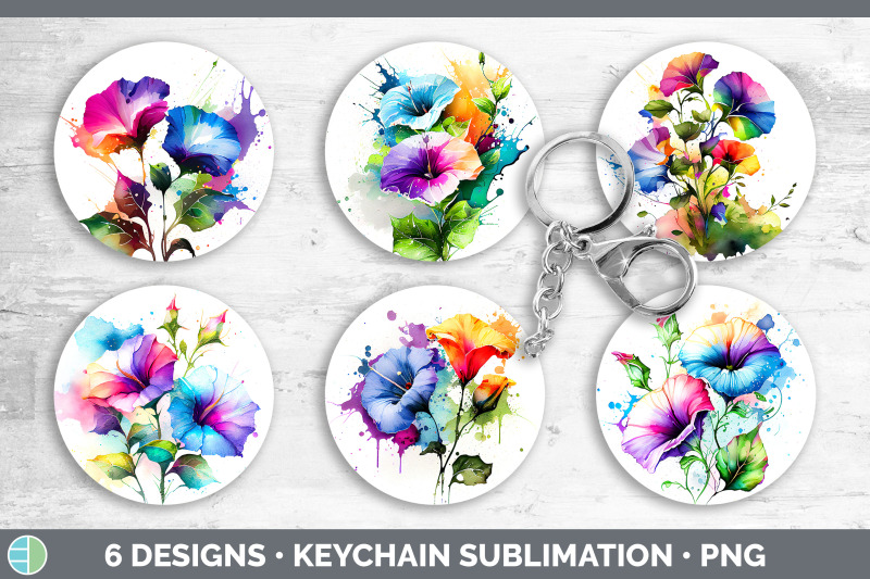 rainbow-morning-glory-flowers-keychain-sublimation-keyring-designs-b