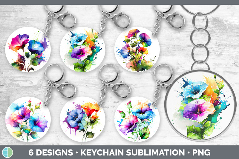 rainbow-morning-glory-flowers-keychain-sublimation-keyring-designs-b