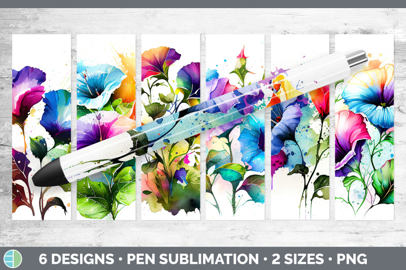 rainbow-morning-glory-flowers-pen-wrap-sublimation-epoxy-pen-designs