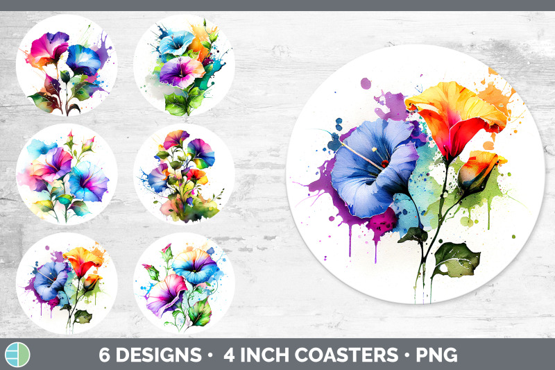 rainbow-morning-glory-flowers-round-coaster-sublimation-coaster-desi