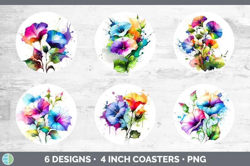 rainbow-morning-glory-flowers-round-coaster-sublimation-coaster-desi