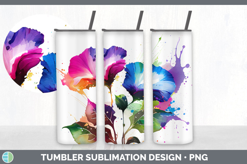 rainbow-morning-glory-flowers-tumbler-sublimation-20-oz-skinny-tumbl