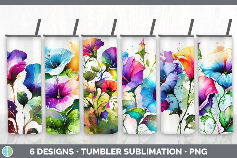 rainbow-morning-glory-flowers-tumbler-sublimation-20-oz-skinny-tumbl