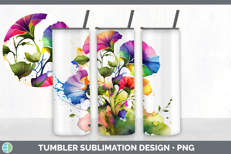 rainbow-morning-glory-flowers-tumbler-sublimation-20-oz-skinny-tumbl