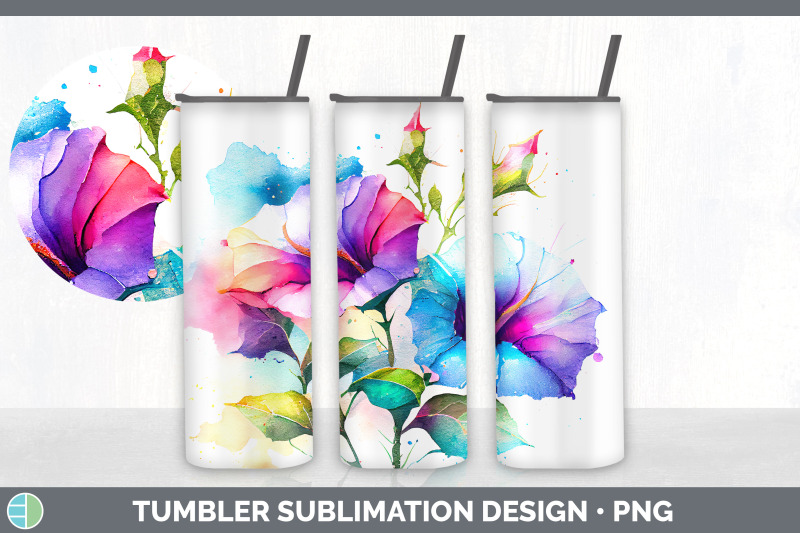 rainbow-morning-glory-flowers-tumbler-sublimation-20-oz-skinny-tumbl