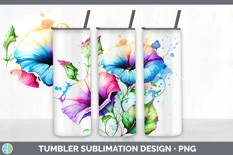 rainbow-morning-glory-flowers-tumbler-sublimation-20-oz-skinny-tumbl