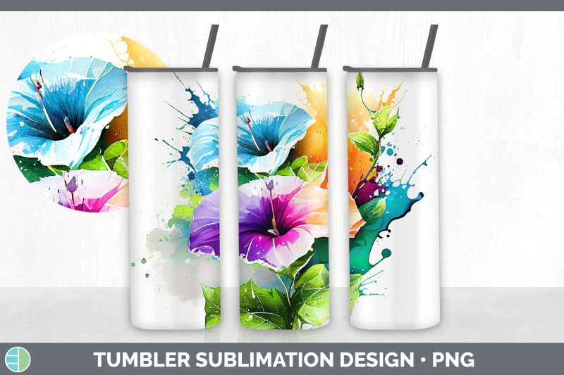 rainbow-morning-glory-flowers-tumbler-sublimation-20-oz-skinny-tumbl