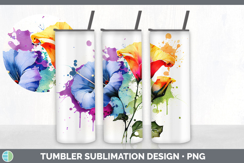 rainbow-morning-glory-flowers-tumbler-sublimation-20-oz-skinny-tumbl