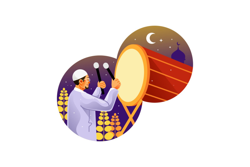 muslim-man-hitting-drum-celebrating-eid-mubarak