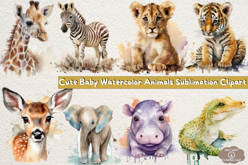 cute-baby-watercolor-animals-sublimation-clipart