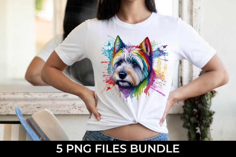 rainbow-westie-dog-watercolor-bundle