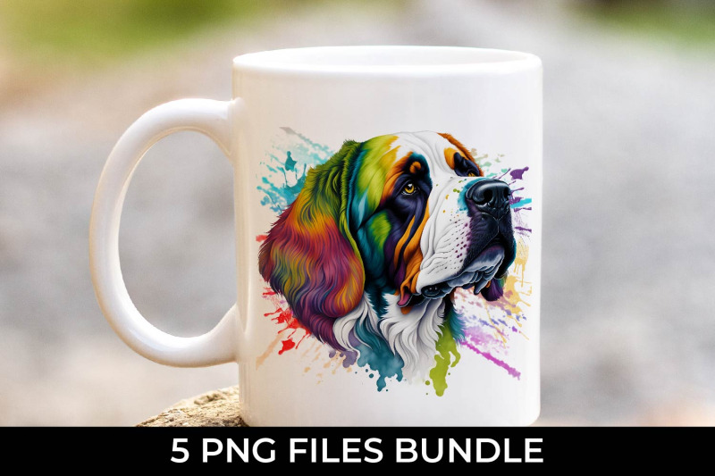 rainbow-saint-bernard-dog-watercolor-bundle