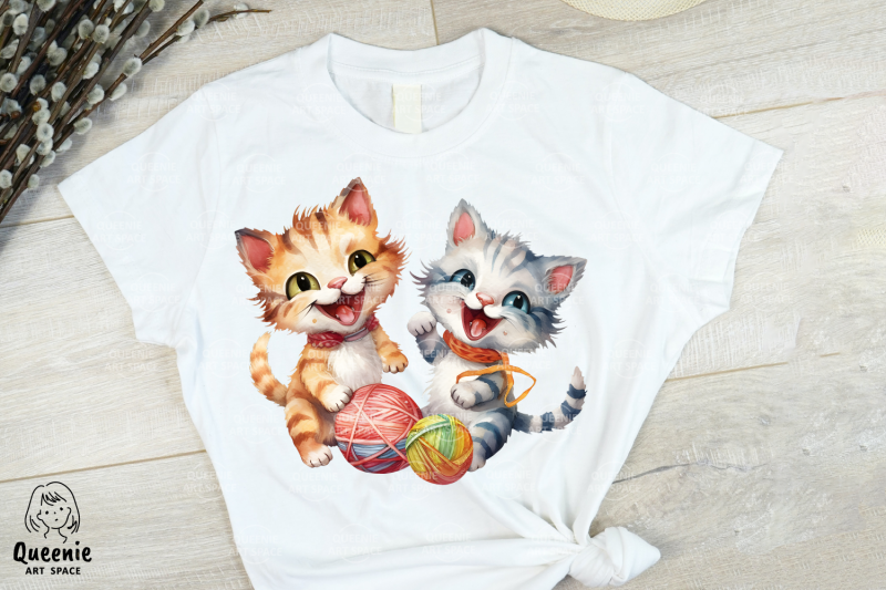 cute-kitten-playing-yarn-ball-watercolor-illustrations