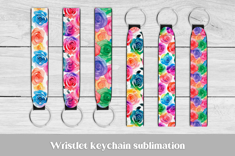 wristlet-keychain-flower-sublimation-rose-key-fob-wristlet