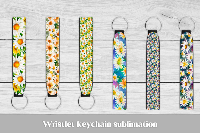 flower-wristlet-keychain-daisy-key-fob-wristlet