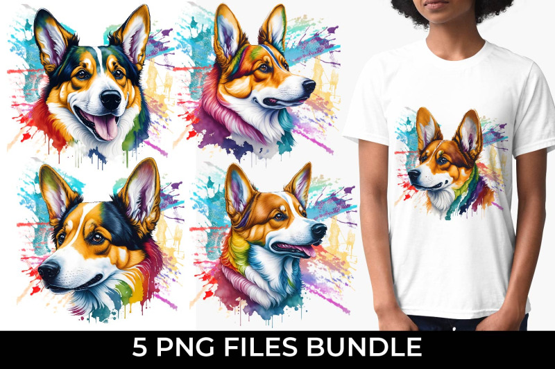 rainbow-welsh-corgi-dog-watercolor-bundle