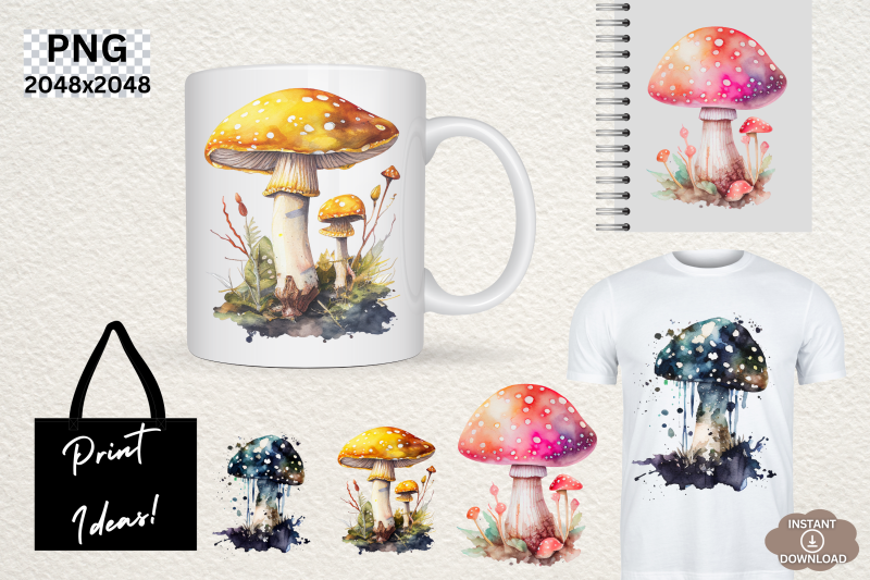 watercolor-toadstool-mushrooms-clipart-sublimation