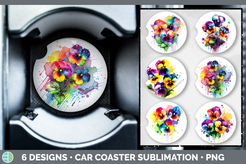 rainbow-pansy-flowers-car-coaster-sublimation-coaster-designs-bundle