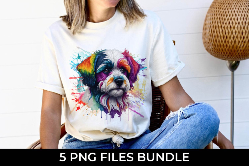 rainbow-maltese-dog-watercolor-bundle