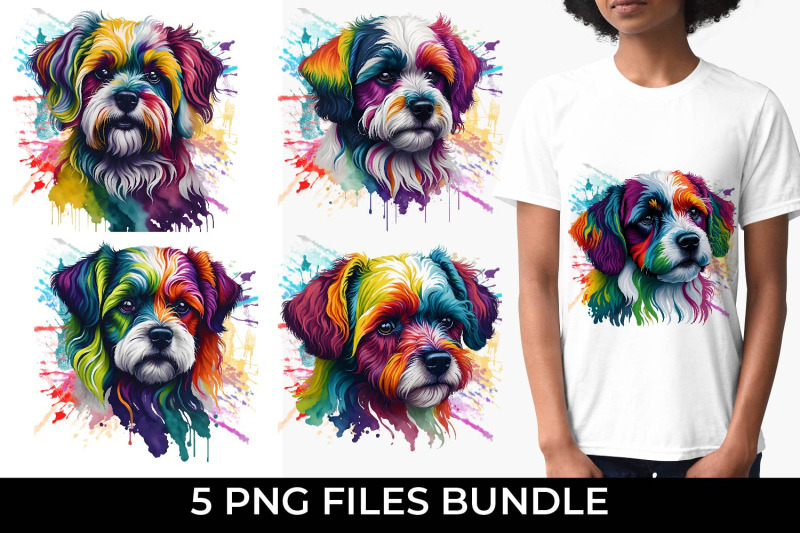 rainbow-maltese-dog-watercolor-bundle