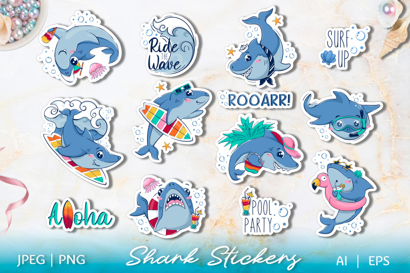 cartoon-baby-shark-stickers-cute-ocean-friends-clipart