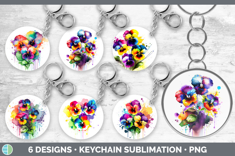 rainbow-pansy-flowers-keychain-sublimation-keyring-designs-bundle