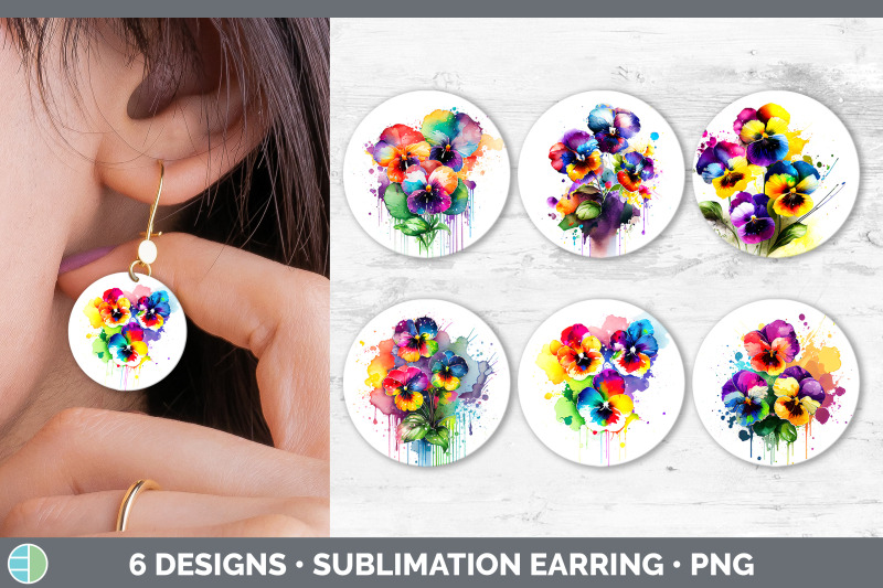 rainbow-pansy-flowers-round-earrings-sublimation-earrings-designs-bu