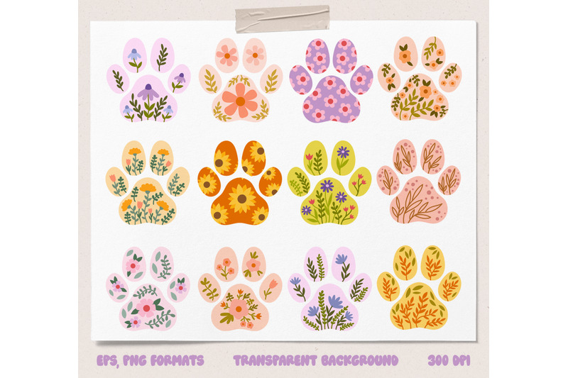 flowers-dog-paw-dog-paw-vector-clipart
