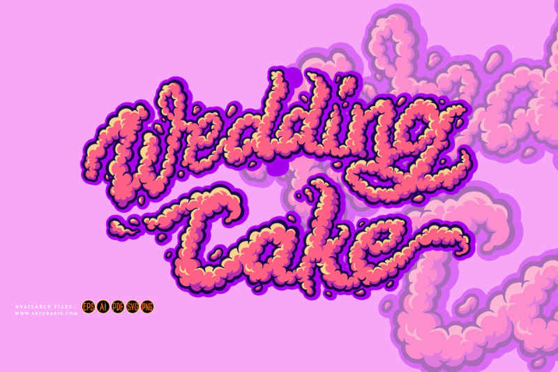 wedding-cake-word-lettering-with-smoke-effect-illustrations
