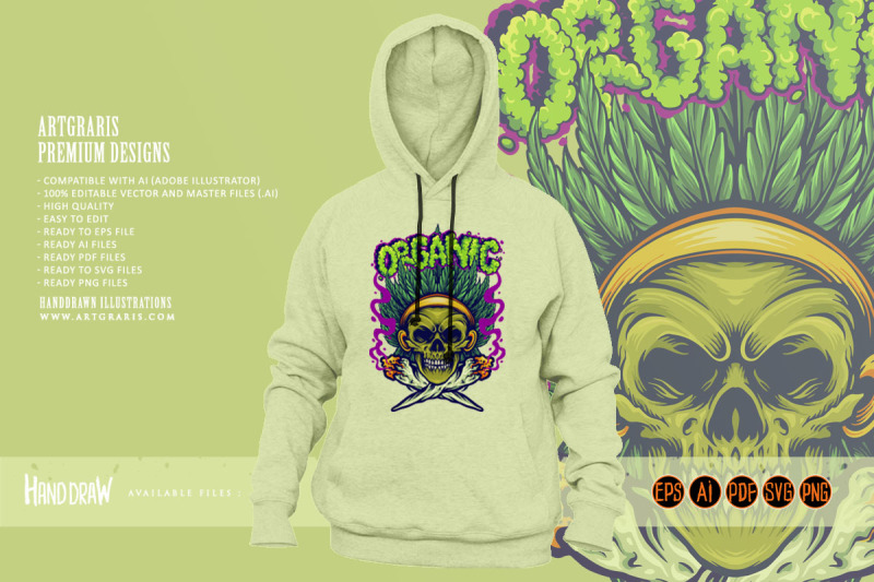 smoking-skull-with-cannabis-headressing-logo-illustrations
