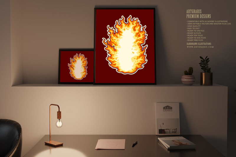 blazing-fire-with-bright-flame-tongue-logo-illustrations