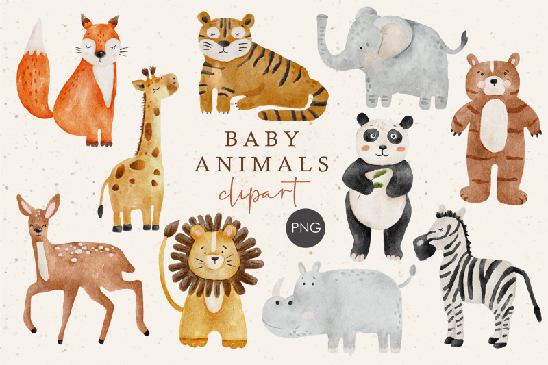 baby-animals-clipart-watercolor-animals-digital-baby-elements