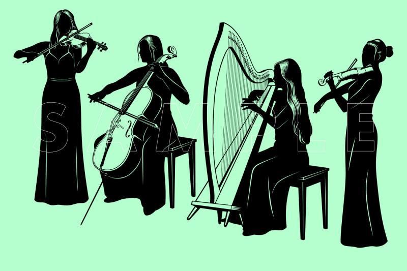 string-quartet-silhouettes-svg