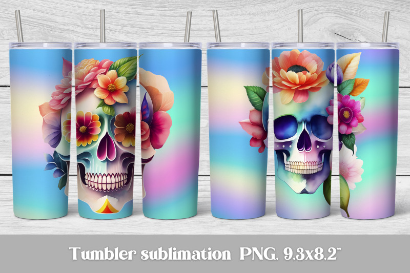 skull-flower-tumbler-wrap-skull-sublimation-tumbler