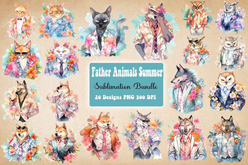 father-animals-summertime-clipart-bundle