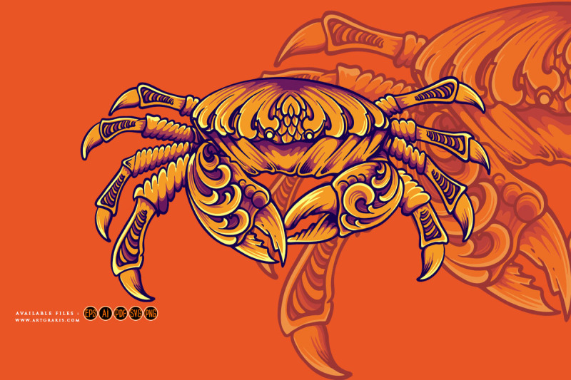 gorgeus-crab-with-classic-engraved-ornament-logo-illustrations