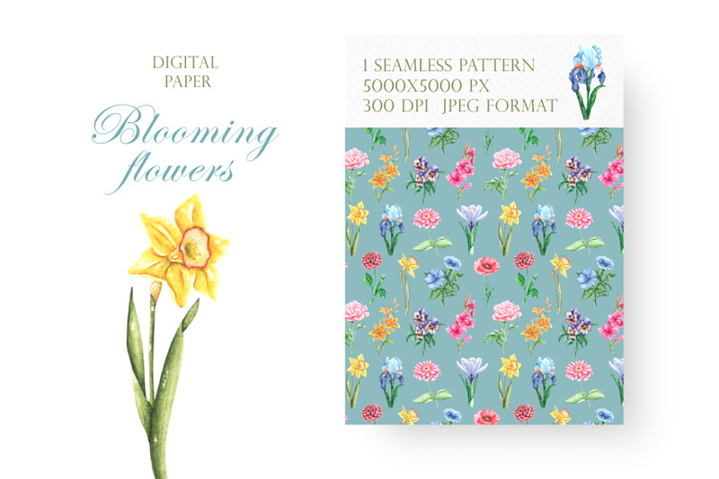 flowers-watercolor-seamless-pattern-digital-paper-blooming-flowers