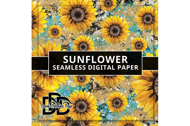 sunflower-glitter-cow-print-pattern-digital-paper