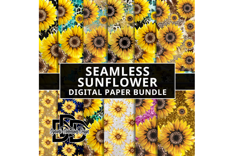sunflower-pattern-digital-paper-bundle