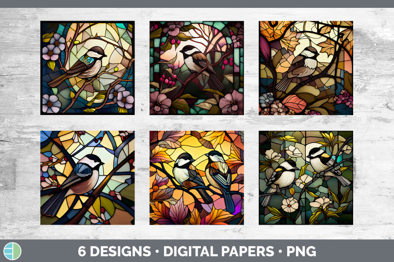 stained-glass-chickadee-bird-paper-backgrounds-digital-scrapbook-pap