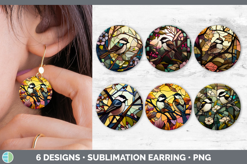 stained-glass-chickadee-bird-round-earrings-sublimation-earrings-des